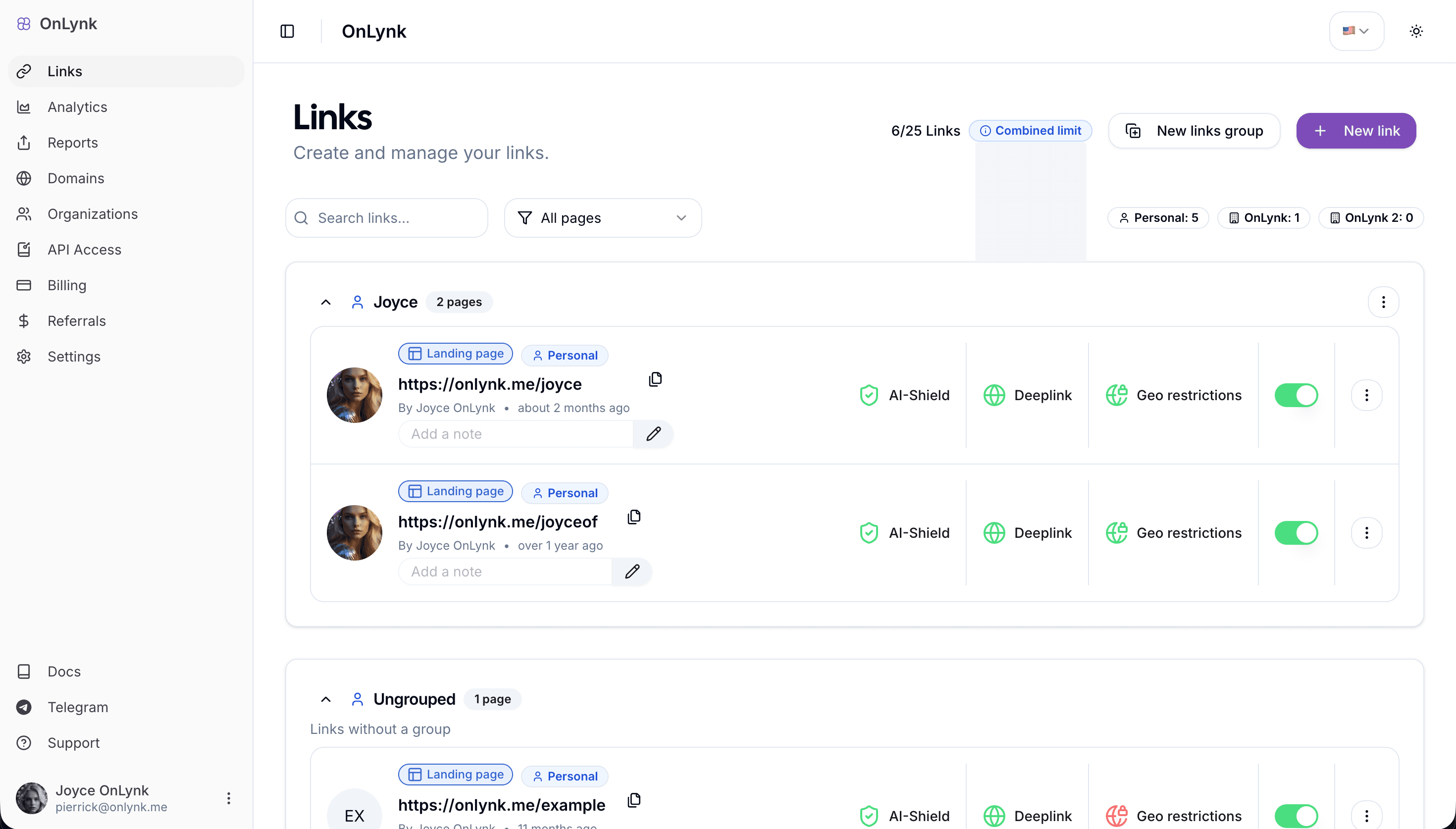 OnLynk dashboard preview
